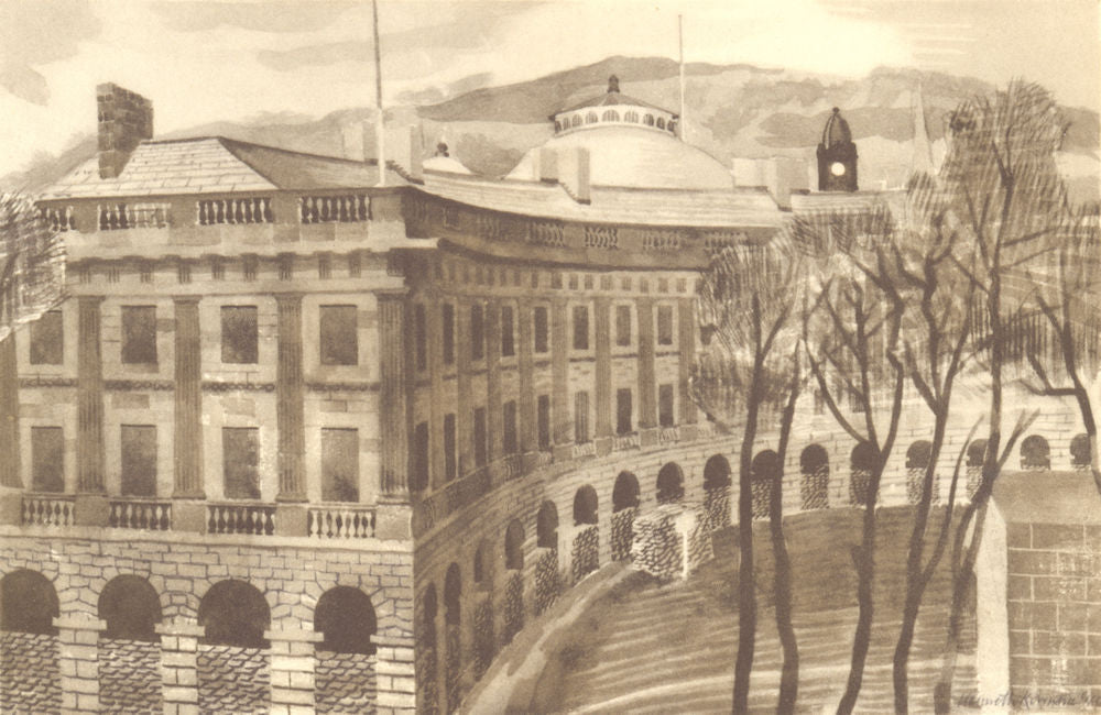 BUXTON. The Crescent. Derbyshire. By Kenneth Rowntree 1948 old vintage print